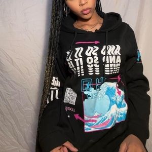 Brooklyn Cloth And So It Is A Force of Nature Black Pink Sweatshirt Surfing Sz M